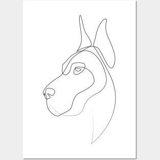 Great Dane - one line drawing Posters and Art